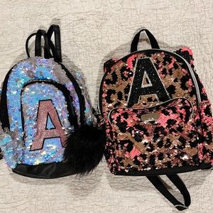 Justice sequin “A” Small Backpacks - set of 2